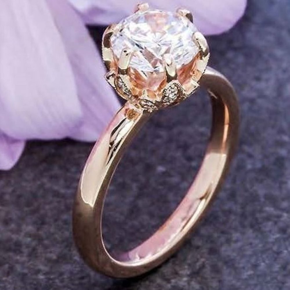 Leah 1ct White Topaz Ring 925 Silver, 18k Gold Plated